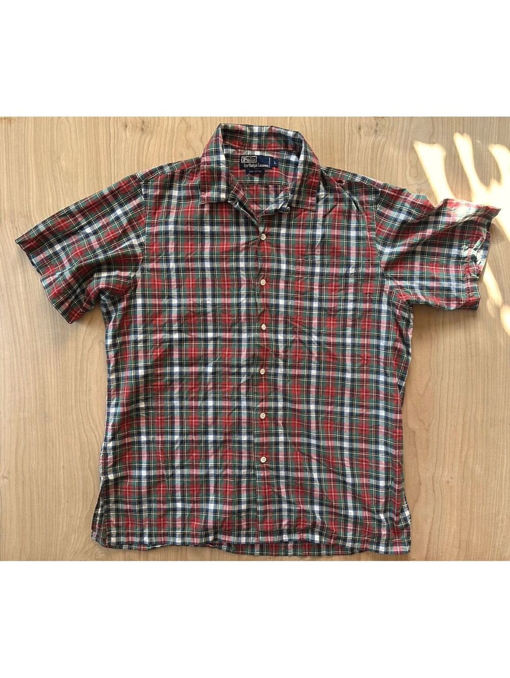 vintage 90s Polo Ralph Lauren plaid button up shirt Camp Collar Large